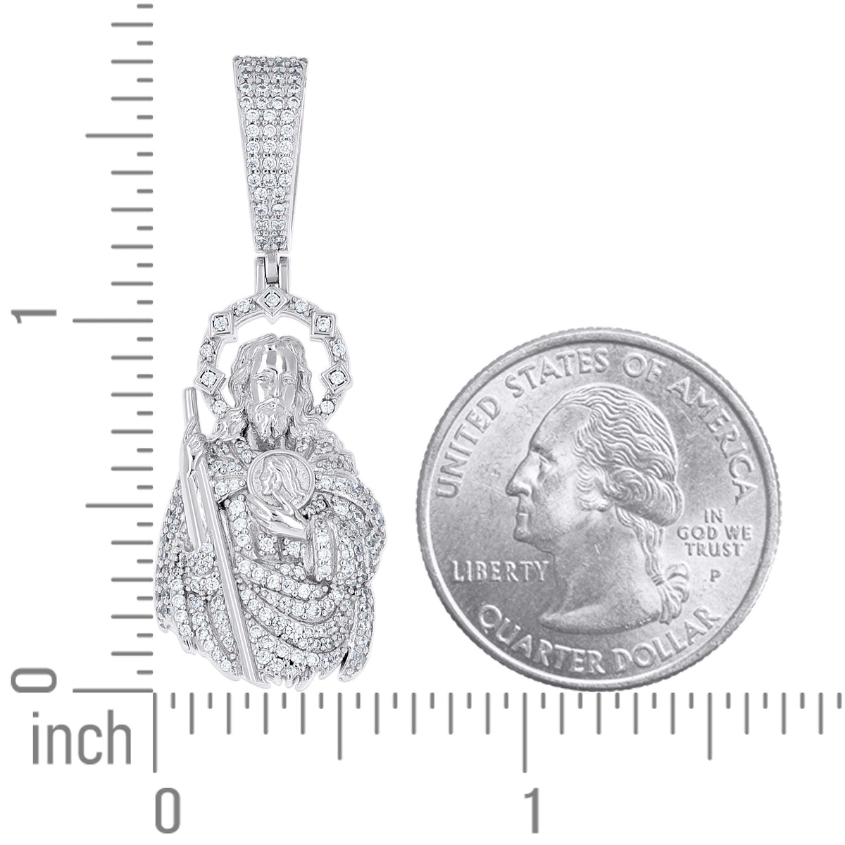 925 Sterling Silver Unisex 0.95ct Moissanite St. Jude Religious Pendant