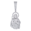 925 Sterling Silver Unisex 0.95ct Moissanite St. Jude Religious Pendant