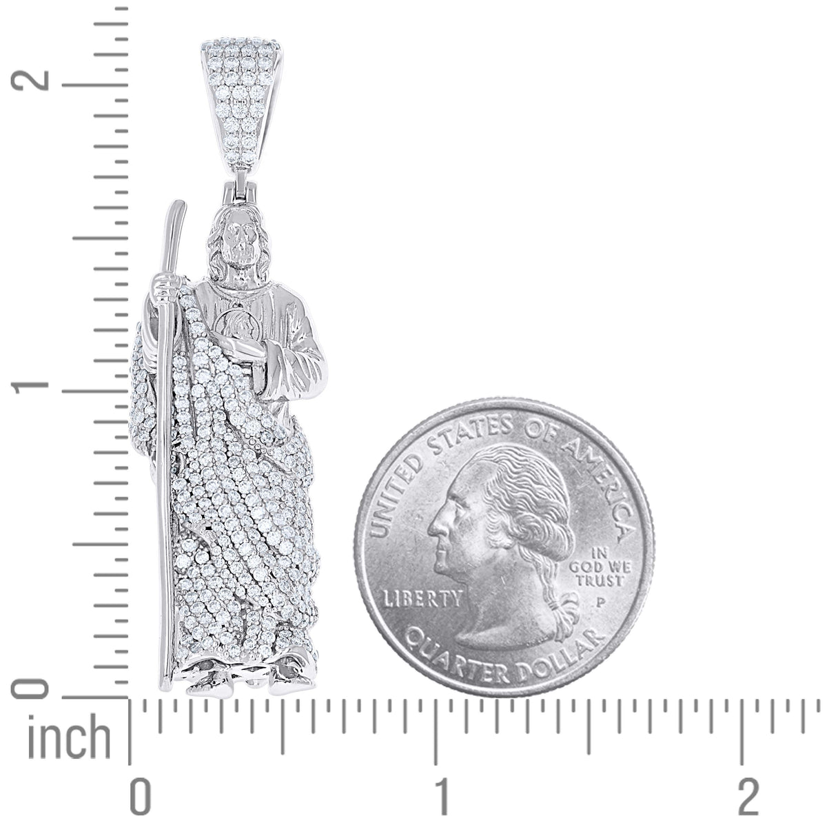 925 Sterling Silver Mens 4.40ct Moissanite St. Jude Religious Pendant