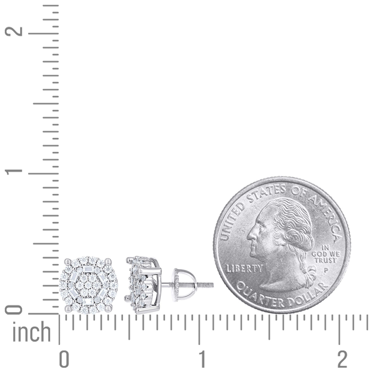 925 Sterling Silver Womens Round Baguette 0.71ct, 0.37ct Moissanite Round Fashion Stud Earrings