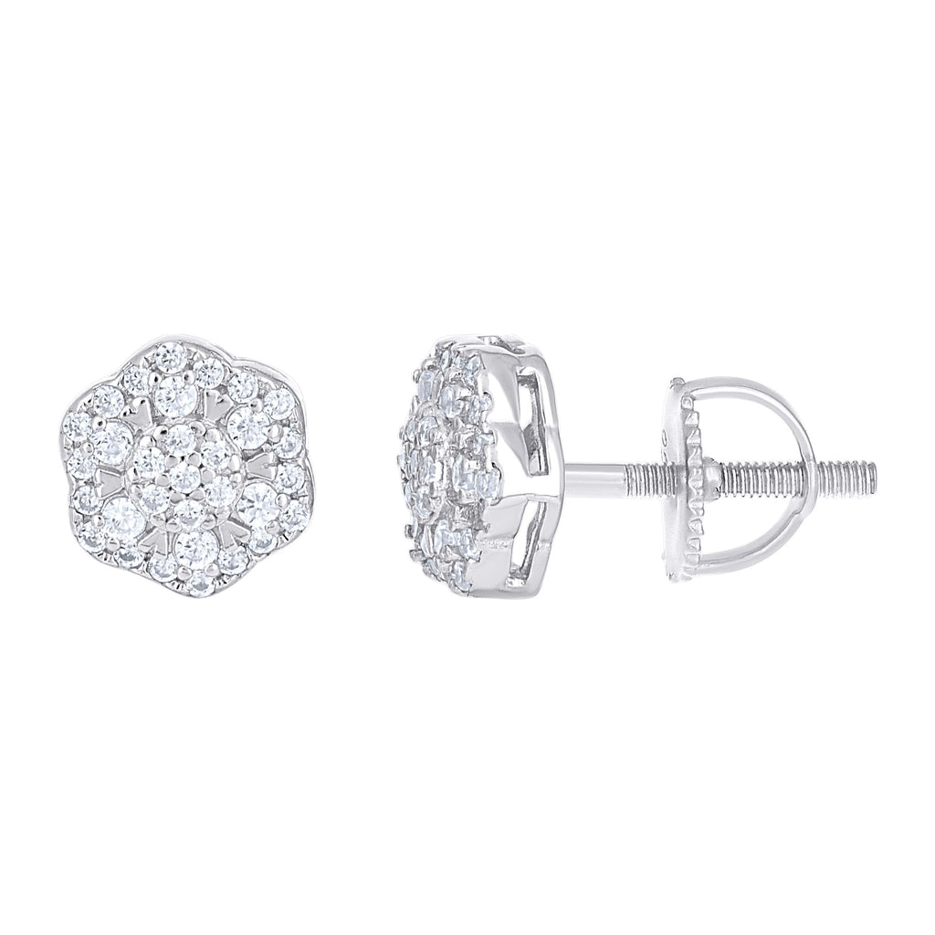 925 Sterling Silver Womens 0.38ct Moissanite Flower Fashion Stud Earrings