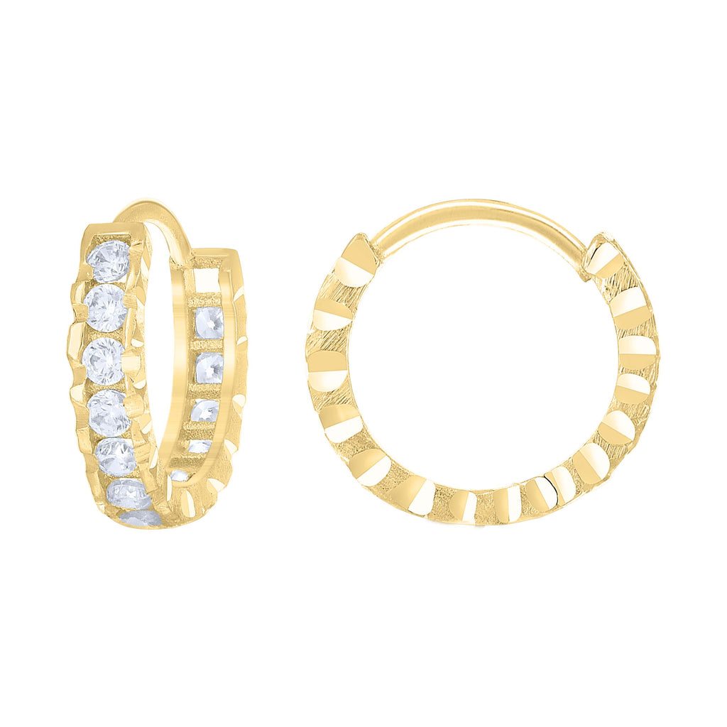 14K Gold Cubic Zirconia Hoop Earings