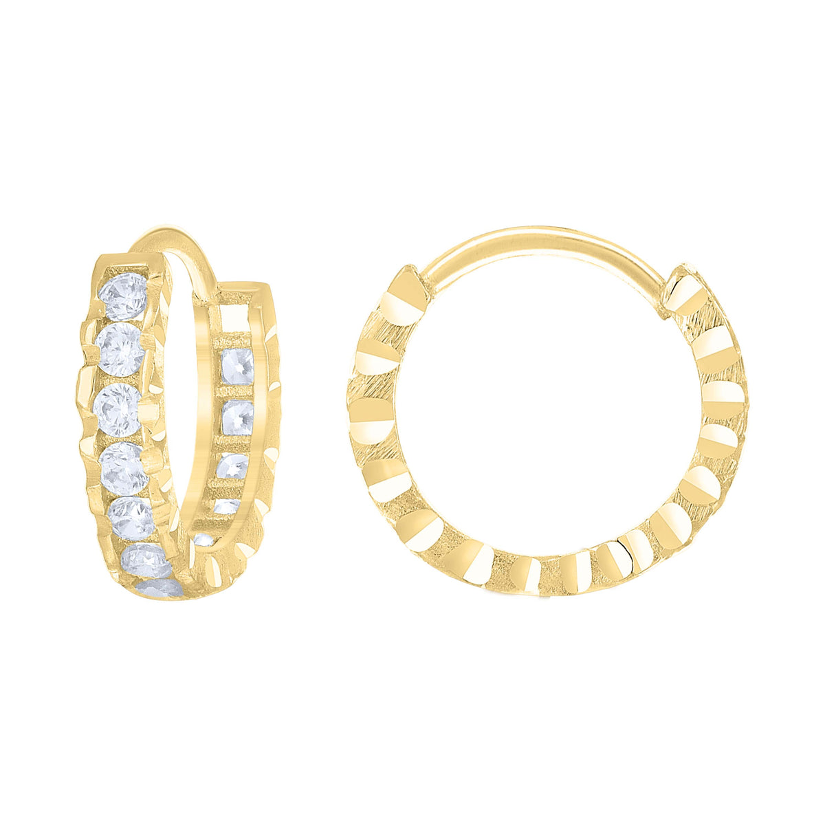 14K Gold Cubic Zirconia Hoop Earings