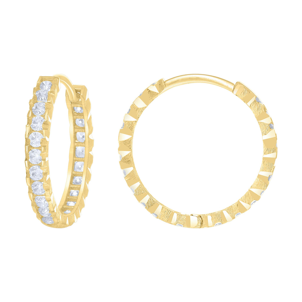 14K Gold Cubic Zirconia Hoop Earings