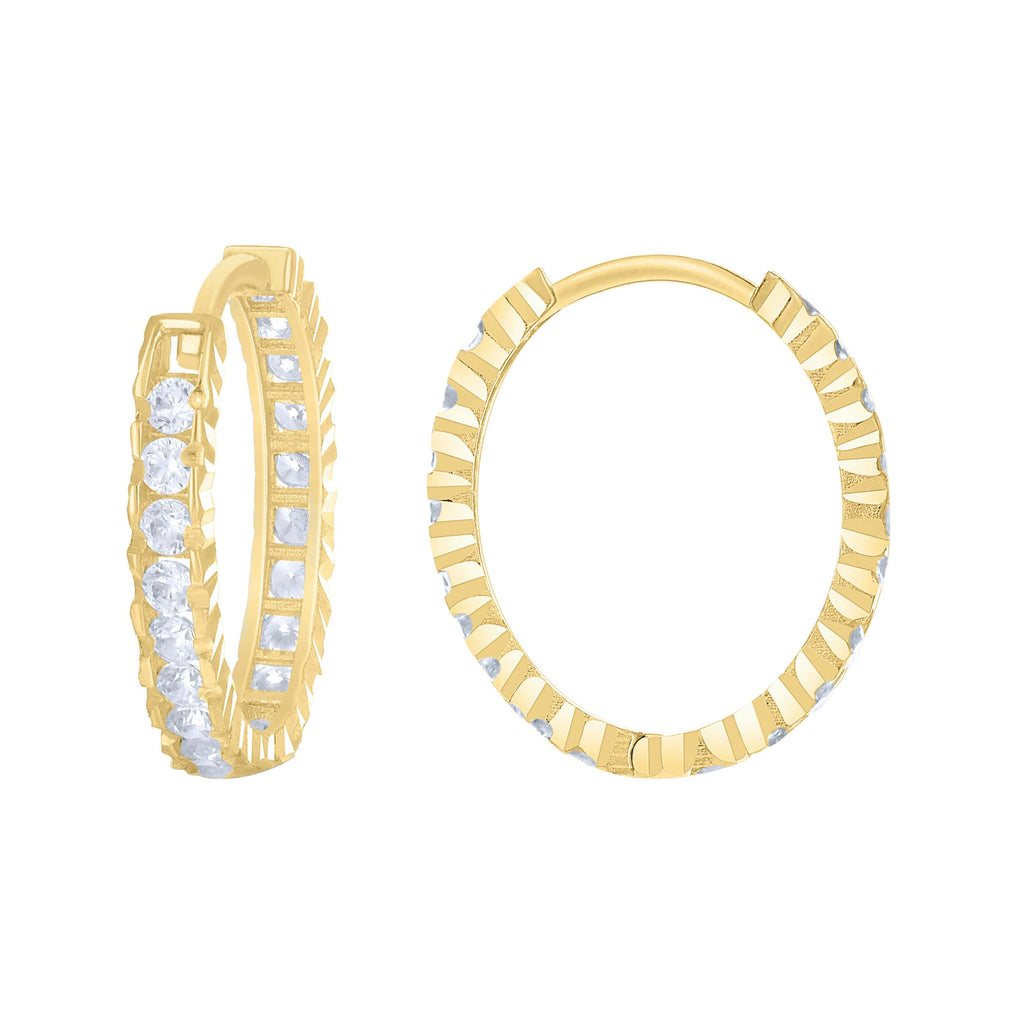 14K Gold Cubic Zirconia Hoop Earings