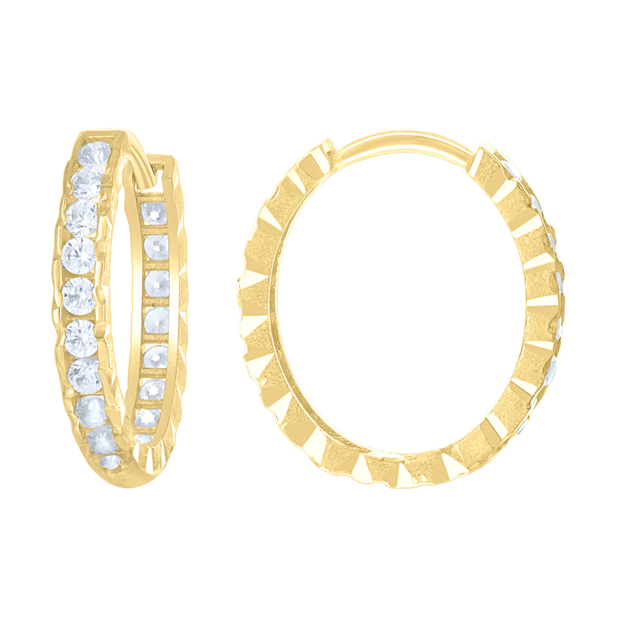 10K Yellow Gold Womens Cubic-Zirconia Fashion Hoop Earrings