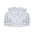 925 Sterling Silver Womens Baguette Round Cubic-Zirconia Heart Ring Size 6