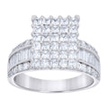 925 Sterling Silver Womens Baguette/Princess-Cut Round Cubic-Zirconia Square Head Fashion Ring Size 7