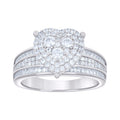 925 Sterling Silver Womens Baguette Round Cubic-Zirconia Heart Ring Size 8