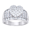 925 Sterling Silver Womens Baguette Round Cubic-Zirconia Love Heart Ring Size 10