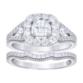 925 Sterling Silver Womens Cushion-Cut Round Cubic-Zirconia Duo Bridal Ring Set Size 9
