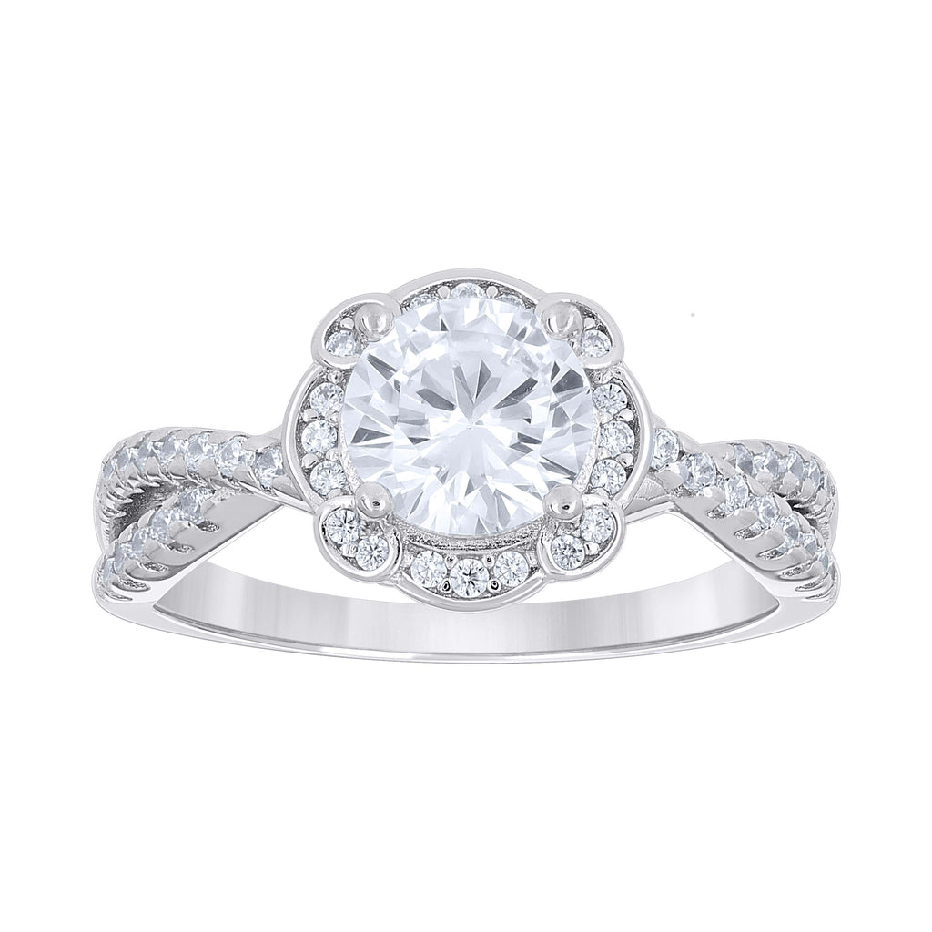 925 Sterling Silver Womens Cubic-Zirconia Fashion Engagement Ring Size 8
