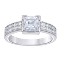 925 Sterling Silver Womens Princess-Cut Round Cubic-Zirconia Square Head Engagement Ring Size 9