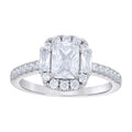 925 Sterling Silver Womens Emerald Baguette Round Cubic-Zirconia Fashion Engagement Ring Size 9