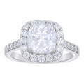 925 Sterling Silver Womens Cushion-Cut Round Cubic-Zirconia Halo Engagement Ring Size 5