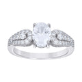 925 Sterling Silver Womens Oval Round Cubic-Zirconia Fashion Engagement Ring Size 9