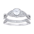 925 Sterling Silver Womens Cubic-Zirconia Halo Fashion Duo Ring Set Size 5