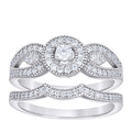 925 Sterling Silver Womens Cubic-Zirconia Duo Bridal Ring Set Size 6