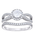 925 Sterling Silver Womens Cubic-Zirconia Duo Bridal Ring Set Size 6