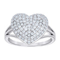 925 Sterling Silver Womens Cubic-Zirconia Love Heart Ring Size 7