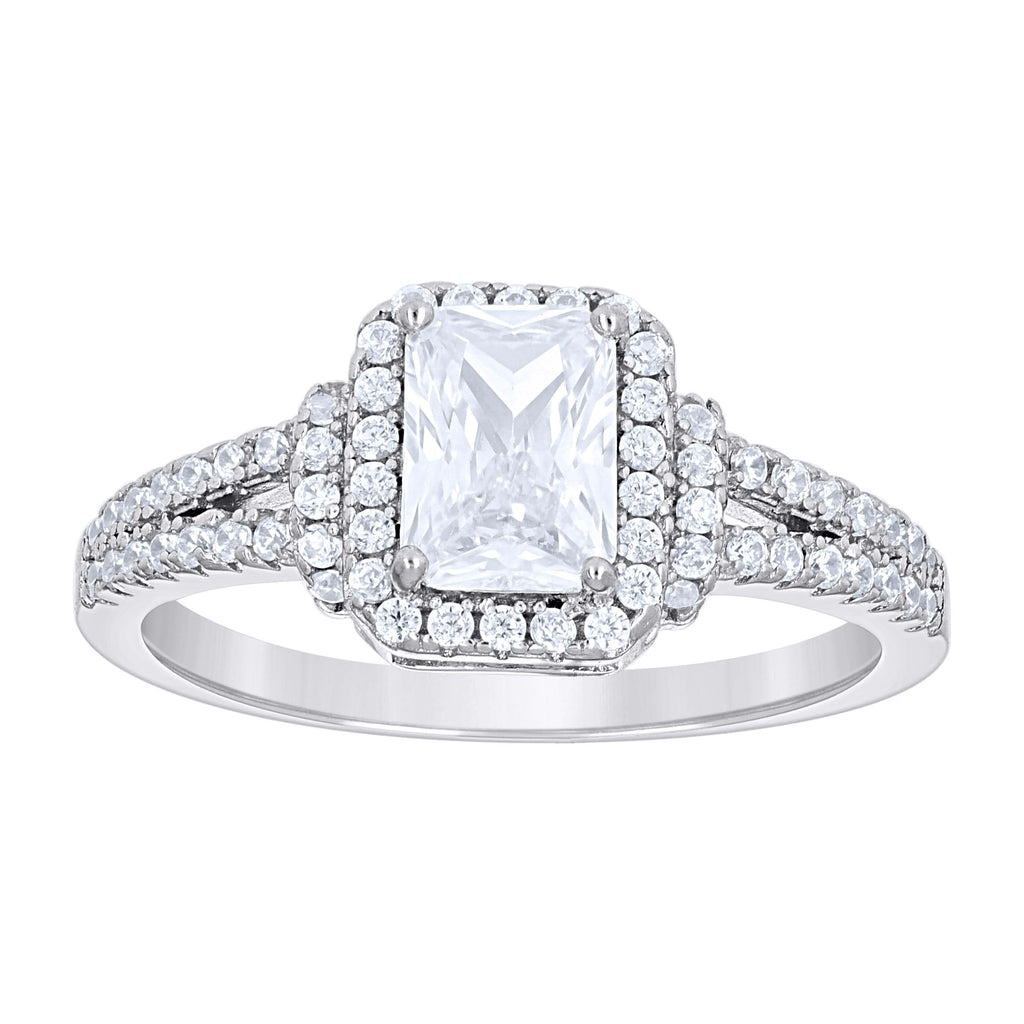 925 Sterling Silver Womens Emerald Round Cubic-Zirconia Engagement Ring Size 8