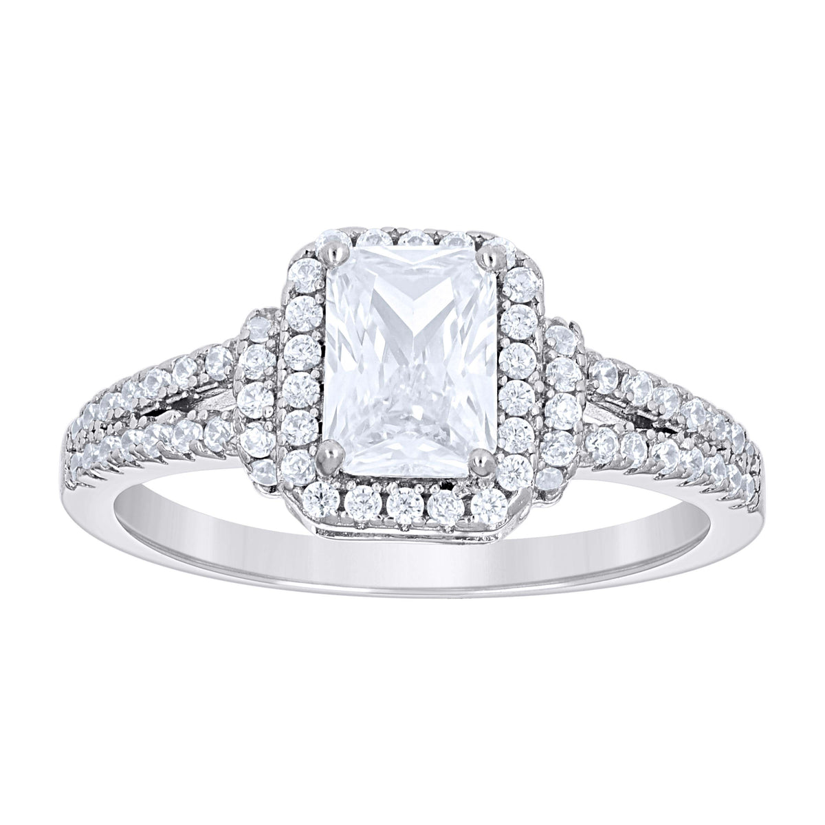 925 Sterling Silver Womens Emerald Round Cubic-Zirconia Engagement Ring Size 8