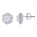 925 Sterling Silver Womens Cubic-Zirconia Flower Fashion Stud Earrings