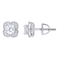 925 Sterling Silver Womens Cubic-Zirconia Flower Fashion Stud Earrings