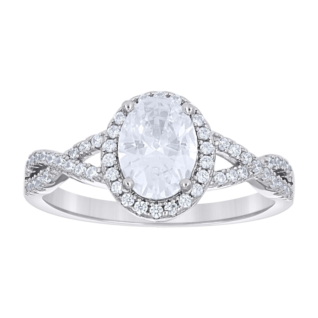 925 Sterling Silver Womens Oval Round Cubic-Zirconia Halo Duo Ring Set Size 10