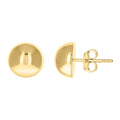 10K Yellow Gold Womens Half Ball Stud Earrings