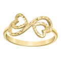 10K Yellow Gold Womens Infinity Double Heart Ring
