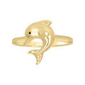 10K Two-Tone Gold Womens Enameled Dolphin Ocean Life Ring