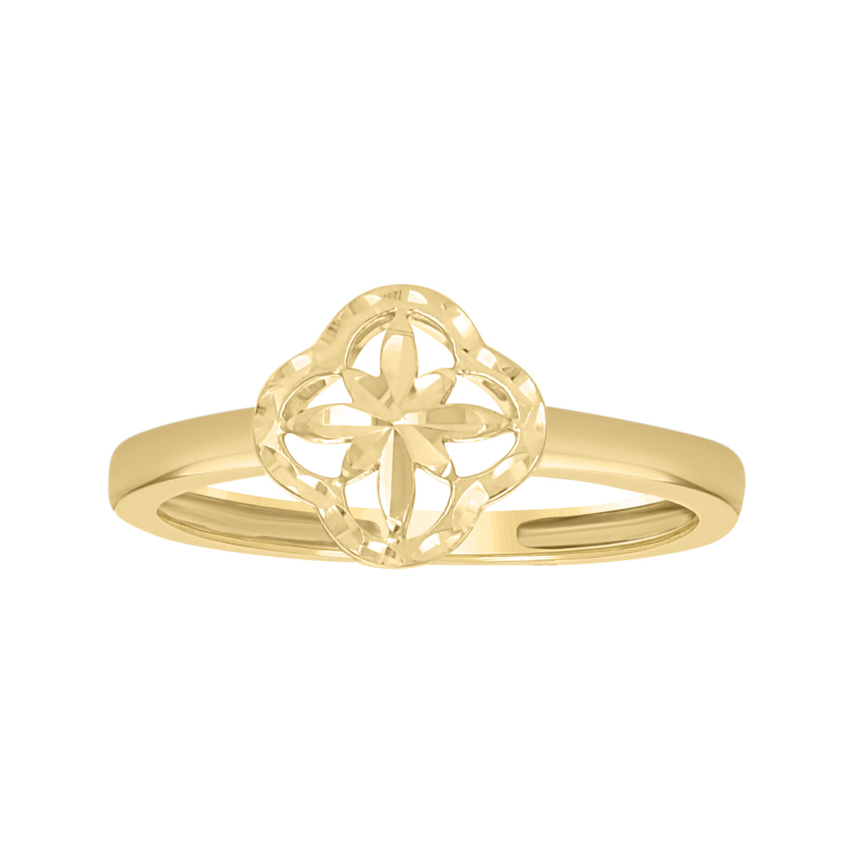10K Two-Tone Gold Womens Clover Good Luck Ring