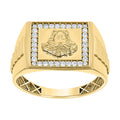 10K Yellow Gold Mens Cubic-Zirconia Square Head Medusa Egyptian Ring