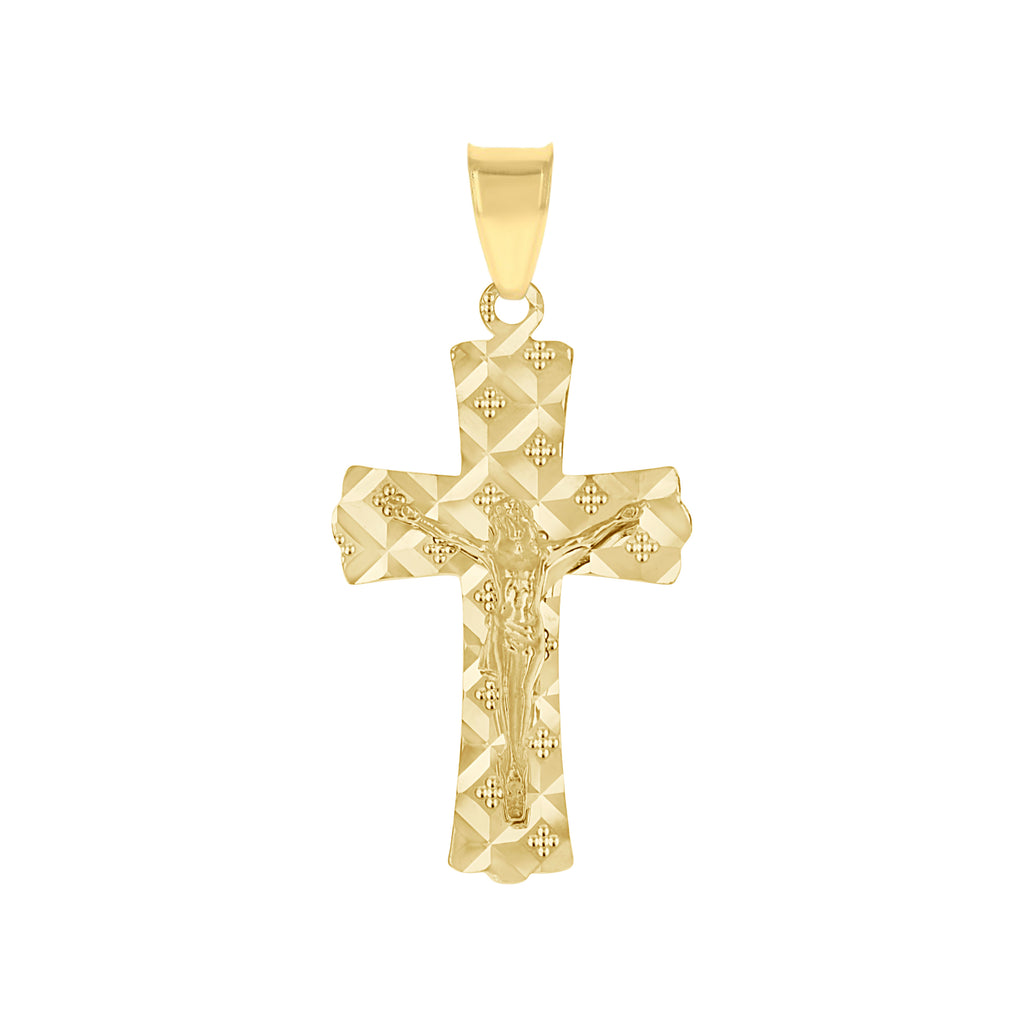 10K Yellow Gold Unisex Crucifix Cross Religious Pendant