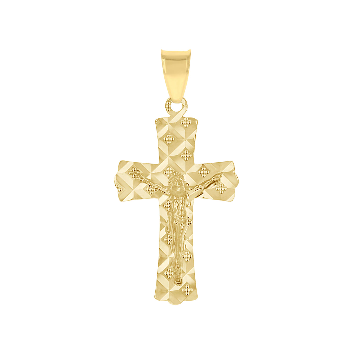 10K Yellow Gold Unisex Crucifix Cross Religious Pendant