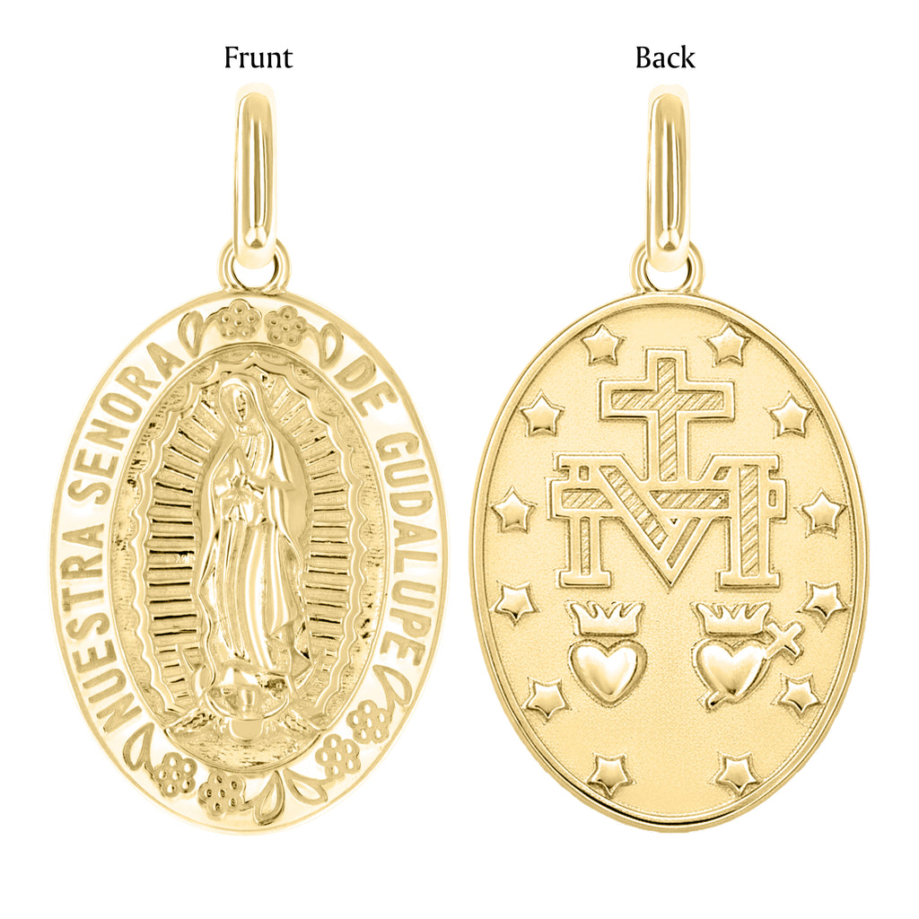 10K Yellow Gold Unisex Miraculous Medal Religious Pendant