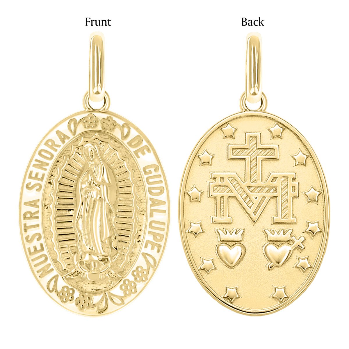 10K Yellow Gold Unisex Miraculous Medal Religious Pendant