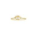 10K Yellow Gold Womens Cubic-Zirconia Evil Eye Good Luck Ring Size 7