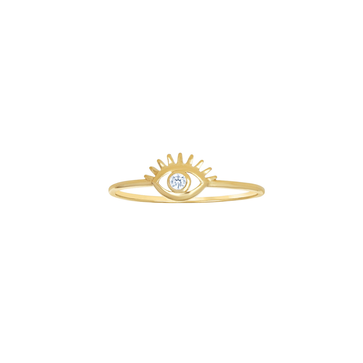 10K Yellow Gold Womens Cubic-Zirconia Evil Eye Good Luck Ring Size 7
