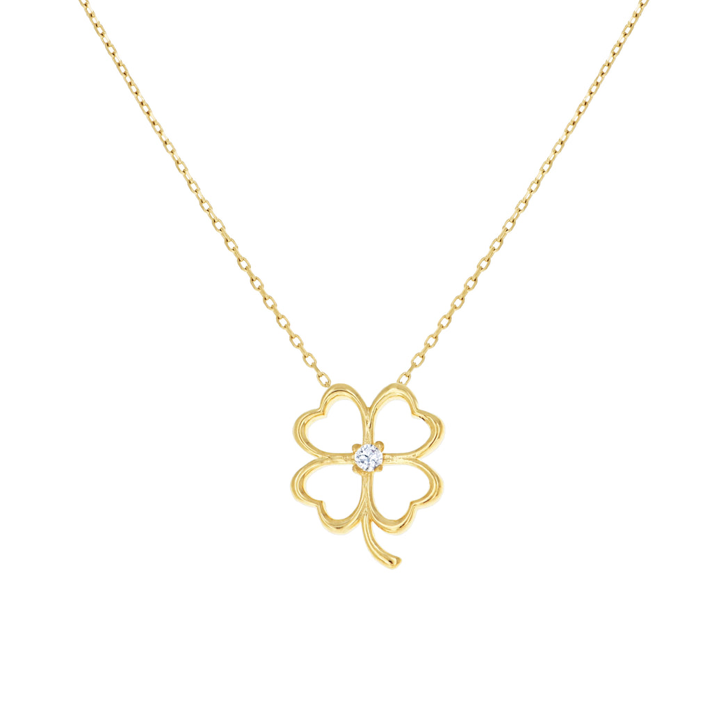 14K Gold Cubic Zirconia Necklace 18" (16"+2")