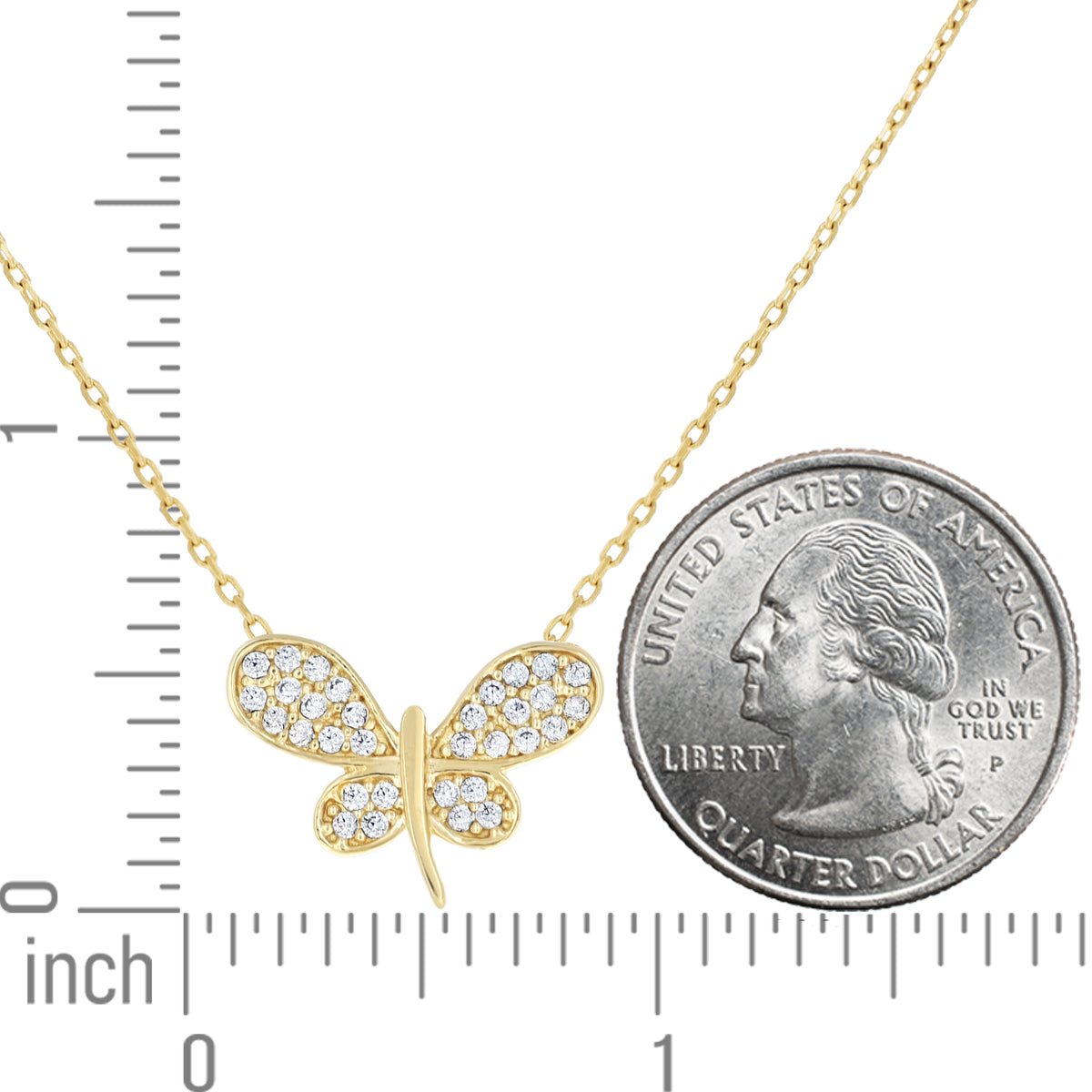 14K Gold Cubic Zirconia Necklace 18" (16"+2")