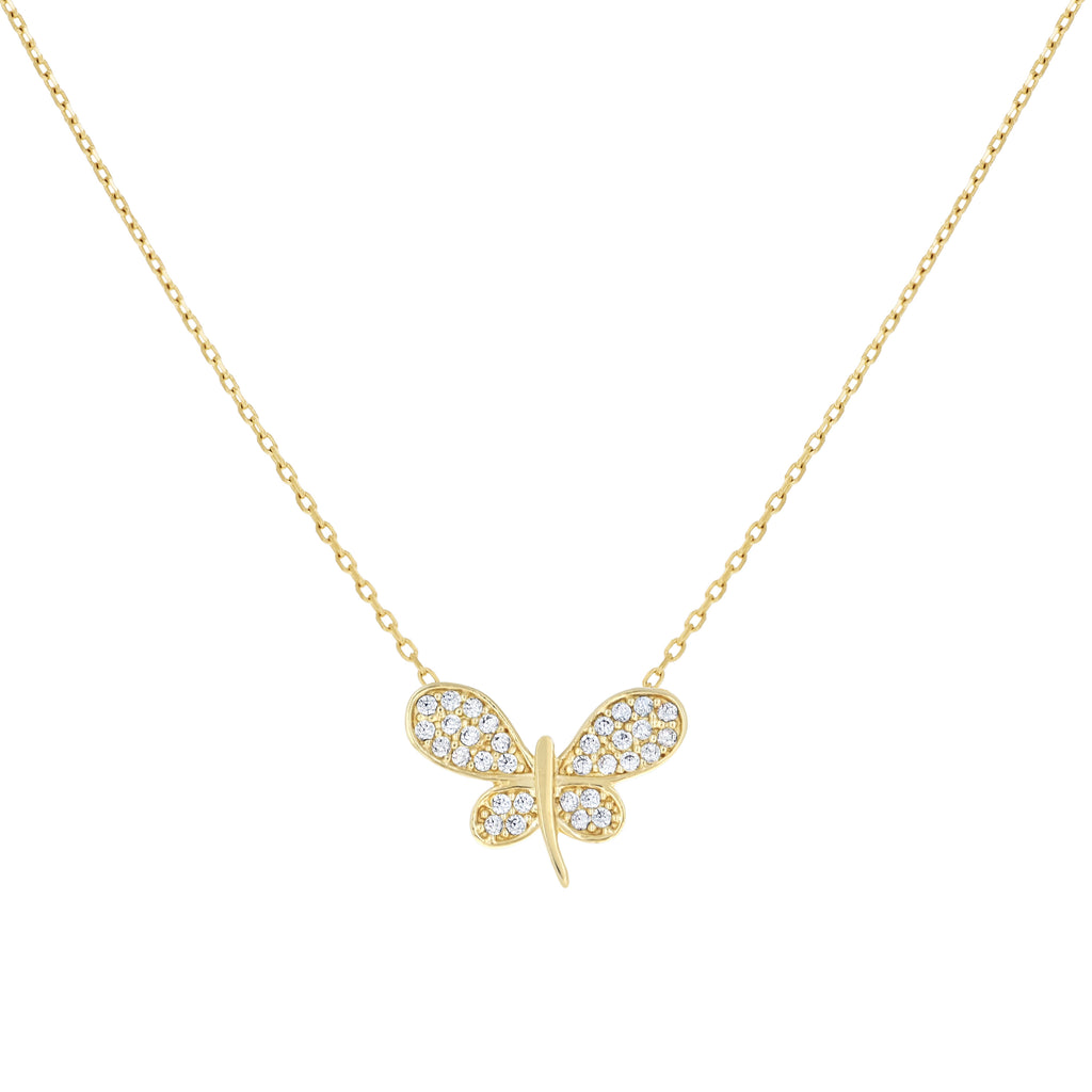 14K Gold Cubic Zirconia Necklace 18" (16"+2")