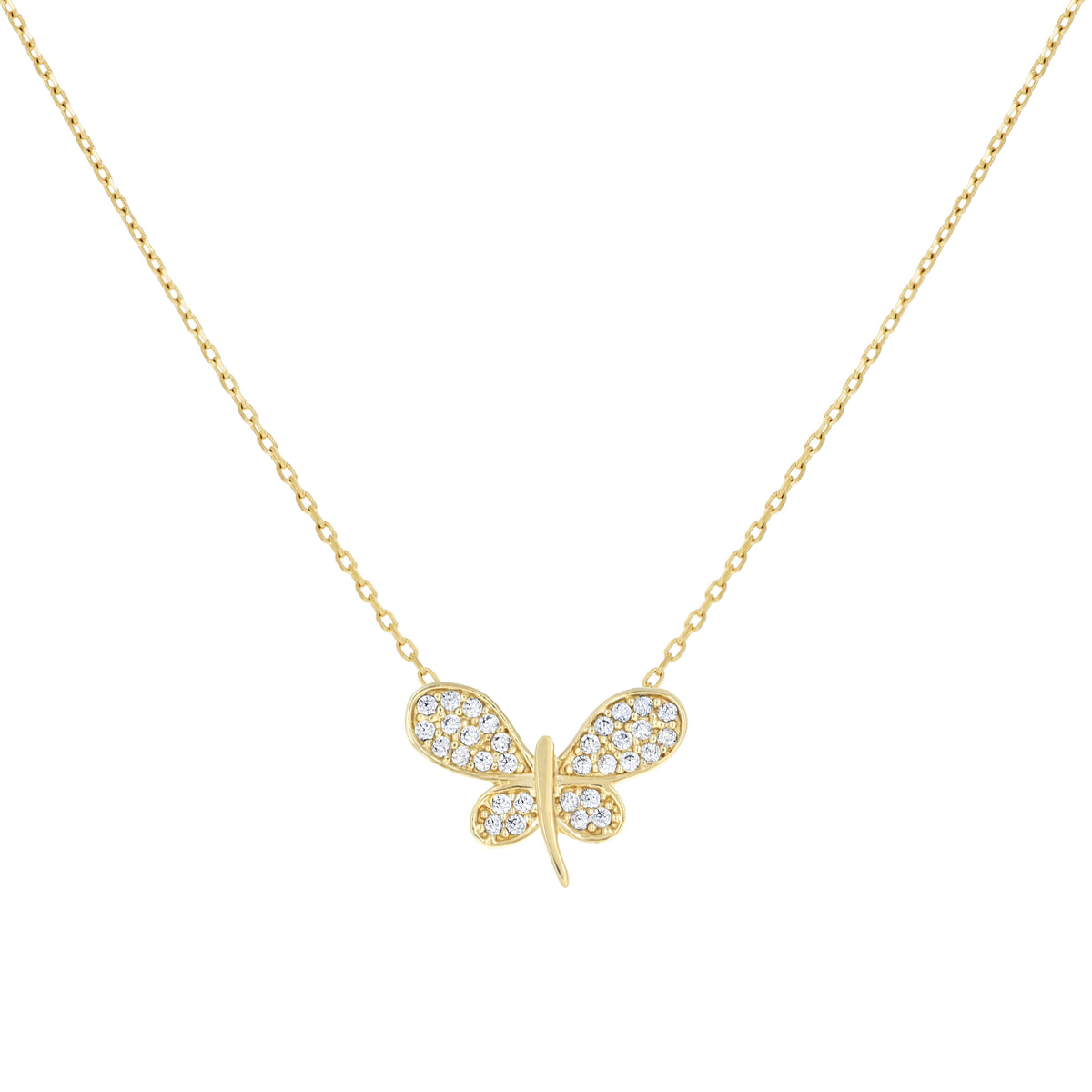 14K Gold Cubic Zirconia Necklace 18" (16"+2")