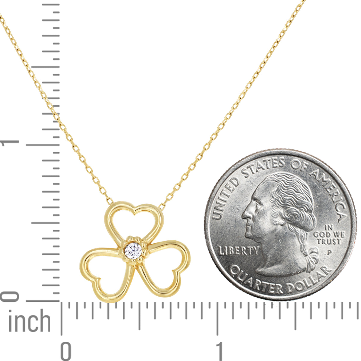 14K Gold Cubic Zirconia Necklace 18" (16"+2")