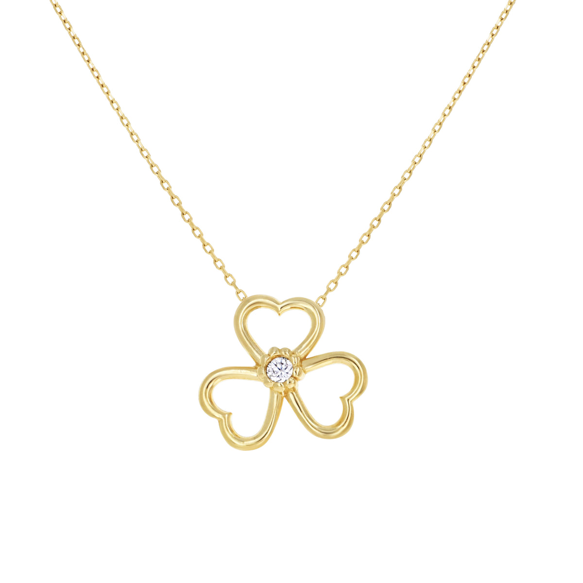 14K Gold Cubic Zirconia Necklace 18" (16"+2")