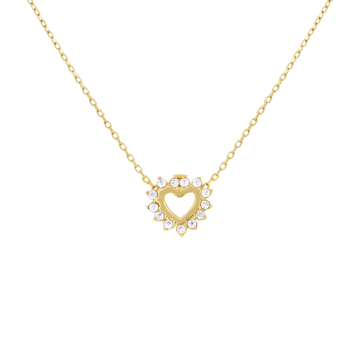 14K Gold Cubic Zirconia Necklace 18" (16"+2")