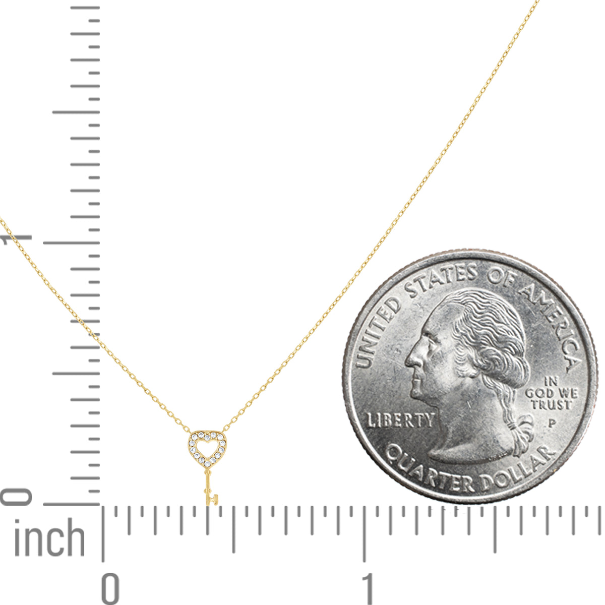 14K Gold Cubic Zirconia Necklace 18" (16"+2")