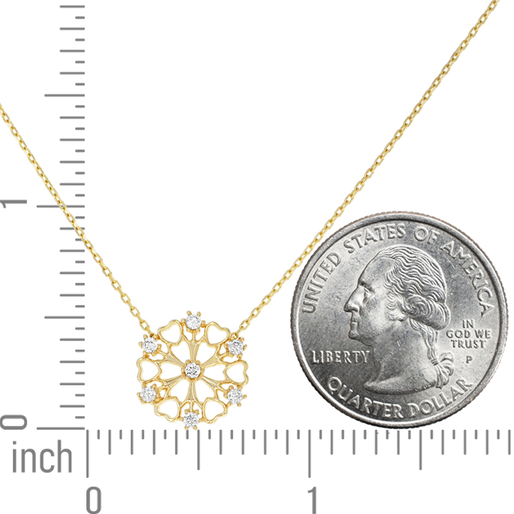 14K Gold Cubic Zirconia Necklace 18" (16"+2")