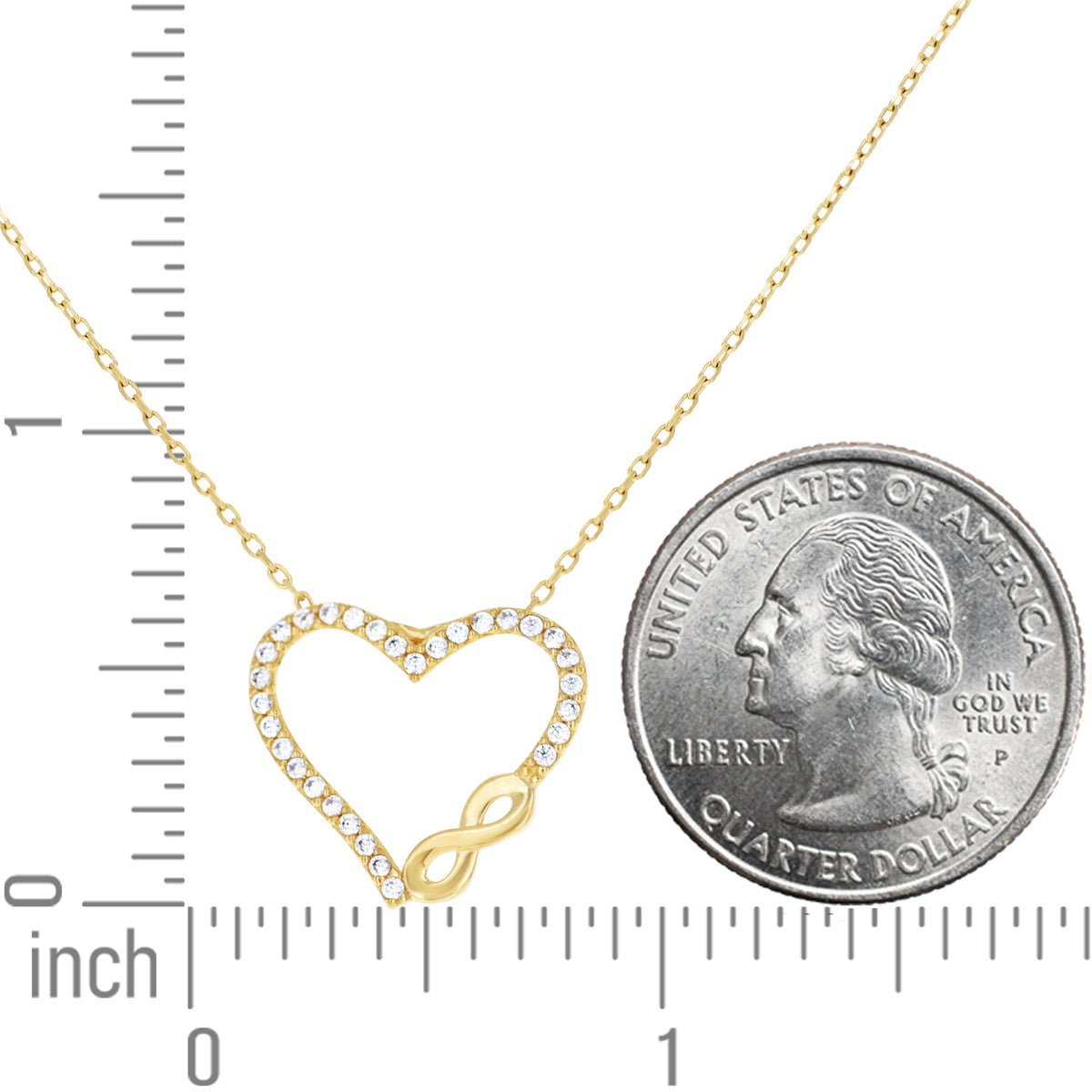 14K Gold Cubic Zirconia Necklace 18" (16"+2")